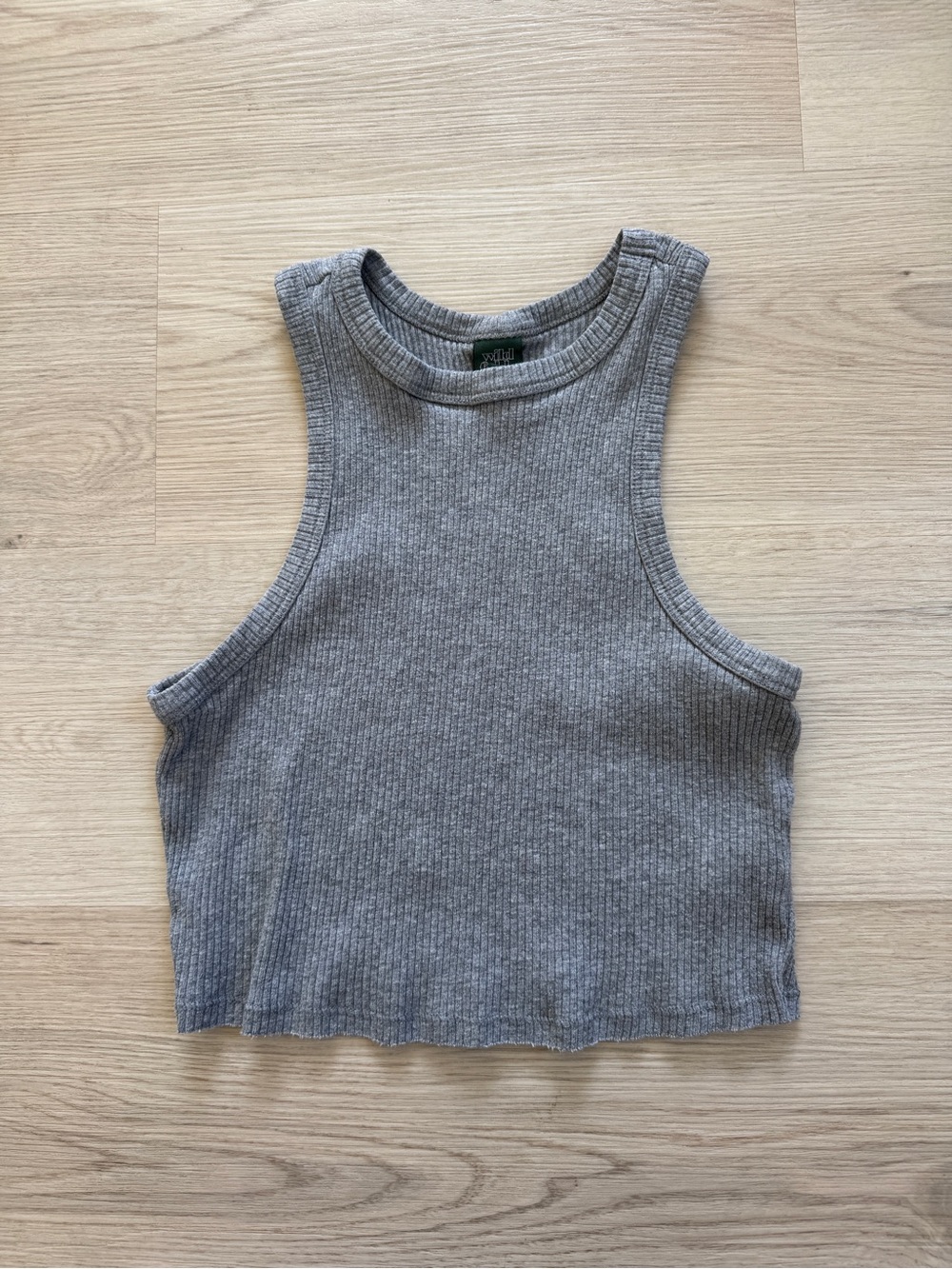 wild fable Gray Ribbed Cropped Tank Top